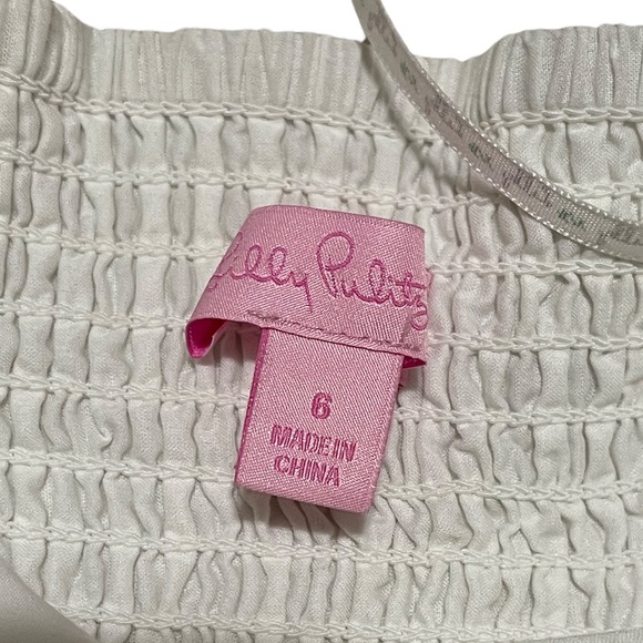 Lilly Pulitzer | White 100% Cotton Yellow flower Halter Mini Summer Dress - Picture 4 of 11